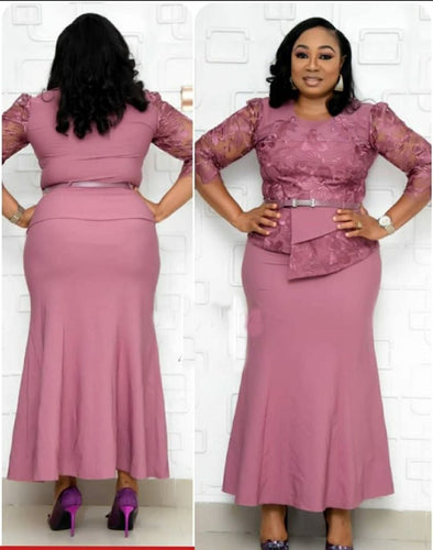 African women's spring and autumn PLUS SIZE slim patchwork lace dress elegant dress long dress African clothing XL-5XL - radiantonlinemall