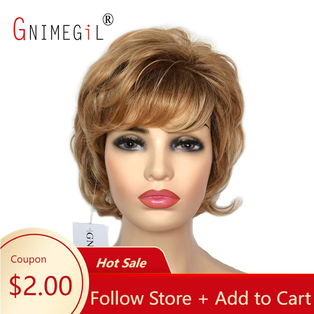 Curly Wigs for Women Short Synthetic Hair Blonde