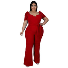 Load image into Gallery viewer, Plus Size Jumpsuits Short Sleeve Sexy V-Neck Wide Leg
