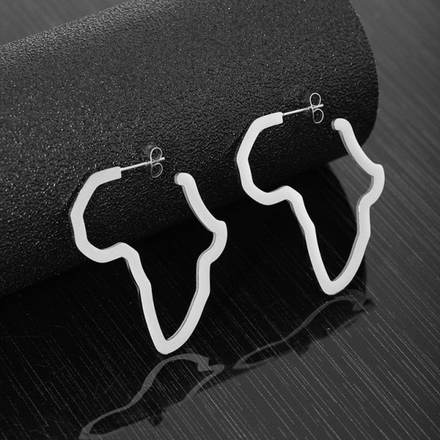 Custom Africa Map Hollow Metal  Women  Hoop Earrings