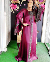Load image into Gallery viewer, African Design Dress Silk Beading  Long Sleeve Robe Party
