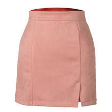 Load image into Gallery viewer, Women Suede Hip Skirt High Waist Zipper  A- Line Mini Skirts
