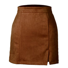 Load image into Gallery viewer, Women Suede Hip Skirt High Waist Zipper  A- Line Mini Skirts
