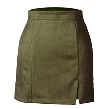 Load image into Gallery viewer, Women Suede Hip Skirt High Waist Zipper  A- Line Mini Skirts
