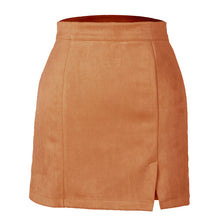 Load image into Gallery viewer, Women Suede Hip Skirt High Waist Zipper  A- Line Mini Skirts
